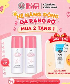 Combo 2 Lăn khử mùi và dưỡng sáng vùng da dưới cánh tay Scentio Pink Collagen Radiant & Firm Deodorant 50ml